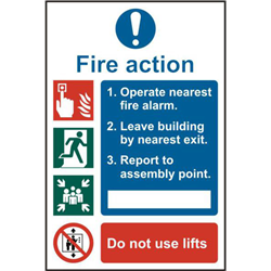 ASEC Fire Action Procedure 200mm x 300mm PVC Self Adhesive Sign