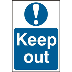 ASEC `Keep Out` 200mm x 300mm PVC Self Adhesive Sign