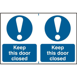 ASEC `Keep This Door Closed` 200mm x 300mm PVC Self Adhesive Sign