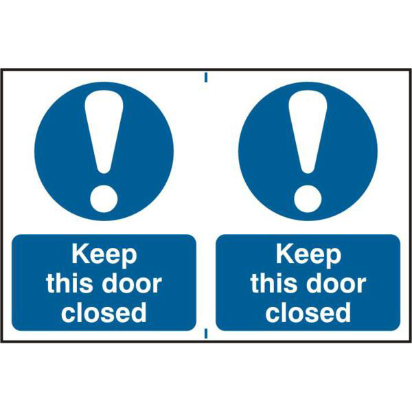 ASEC `Keep This Door Closed` 200mm x 300mm PVC Self Adhesive Sign