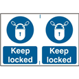 ASEC `Keep Locked` 200mm x 300mm PVC Self Adhesive Sign
