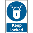 ASEC `Keep Locked` 200mm x 300mm PVC Self Adhesive Sign
