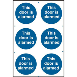 ASEC `This Door Is Alarmed` 200mm x 300mm PVC Self Adhesive Sign