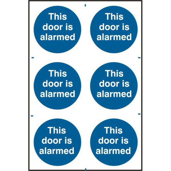 ASEC `This Door Is Alarmed` 200mm x 300mm PVC Self Adhesive Sign