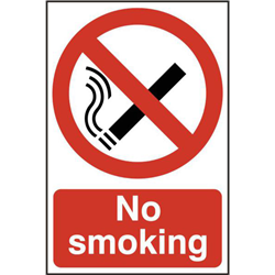 ASEC `No Smoking` 200mm x 300mm PVC Self Adhesive Sign