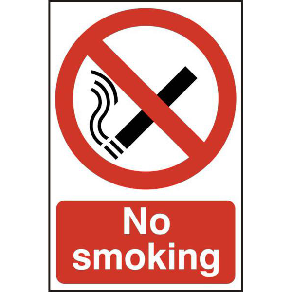 ASEC `No Smoking` 200mm x 300mm PVC Self Adhesive Sign
