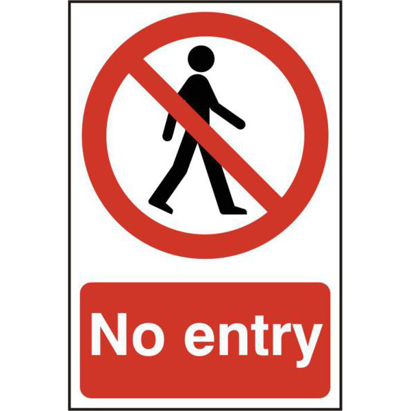 ASEC `No Entry` 200mm x 300mm PVC Self Adhesive Sign