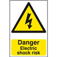 ASEC `Danger Electric Shock Risk` 200mm x 300mm PVC Self Adhesive Sign