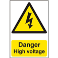 ASEC `Danger High Voltage` 200mm x 300mm PVC Self Adhesive Sign