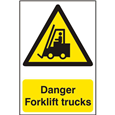 ASEC `Danger Forklift Trucks` 200mm x 300mm PVC Self Adhesive Sign