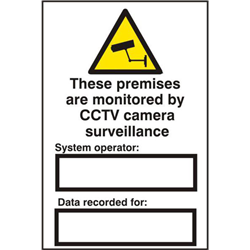 ASEC `These Premises Are Monitored By CCTV Surveillance` 200mm x 300mm PVC Self Adhesive Sign