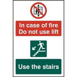 ASEC `In Case Of Fire Do Not Use Lift` 200mm x 300mm PVC Self Adhesive Sign