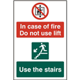 ASEC `In Case Of Fire Do Not Use Lift` 200mm x 300mm PVC Self Adhesive Sign