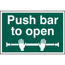 ASEC `Push Bar To Open` 200mm x 300mm PVC Self Adhesive Sign