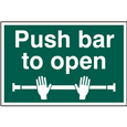 ASEC `Push Bar To Open` 200mm x 300mm PVC Self Adhesive Sign