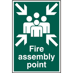 ASEC `Fire Assembly Point 200mm x 300mm PVC Self Adhesive Sign