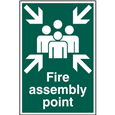 ASEC `Fire Assembly Point 200mm x 300mm PVC Self Adhesive Sign