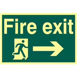 ASEC `Fire Exit` 200mm x 300mm PVC Self Adhesive Photo luminescent Sign