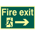 ASEC `Fire Exit` 200mm x 300mm PVC Self Adhesive Photo luminescent Sign