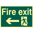 ASEC `Fire Exit` 200mm x 300mm PVC Self Adhesive Photo luminescent Sign