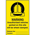 ASEC `Unauthorised Vehicles Parked On This Site Will Be Wheel Clamped` 200mm x 300mm PVC Self Adhesive Sign