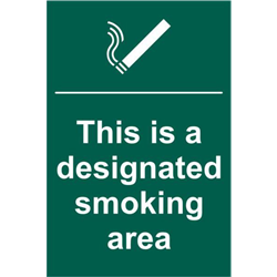 ASEC `This Is A Designated Smoking Area` 200mm x 300mm PVC Self Adhesive Sign