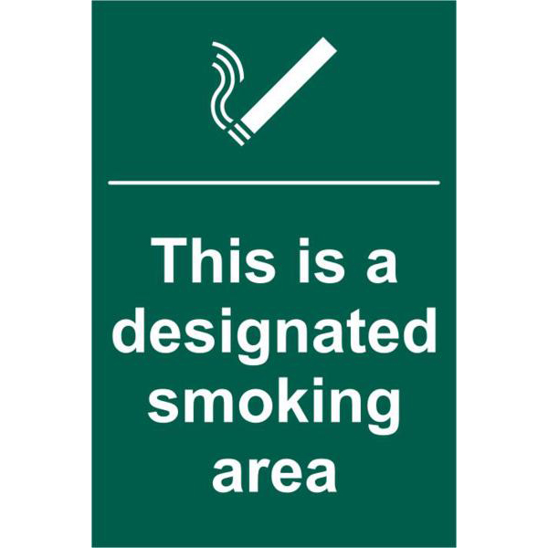 ASEC `This Is A Designated Smoking Area` 200mm x 300mm PVC Self Adhesive Sign