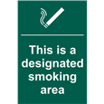 ASEC `This Is A Designated Smoking Area` 200mm x 300mm PVC Self Adhesive Sign