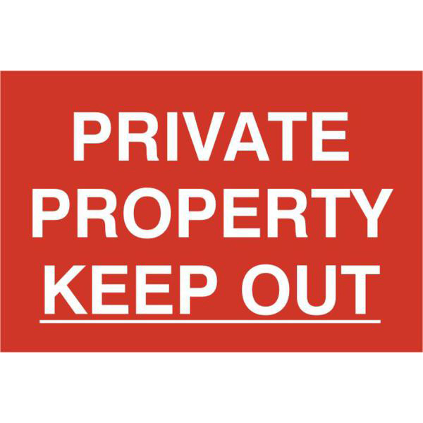 ASEC `Private Property Keep Out` 200mm x 300mm PVC Self Adhesive Sign