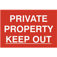 ASEC `Private Property Keep Out` 200mm x 300mm PVC Self Adhesive Sign
