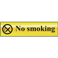 ASEC `No Smoking` 200mm x 50mm Gold Self Adhesive Sign