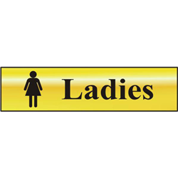 ASEC `Ladies` 200mm x 50mm Gold Self Adhesive Sign