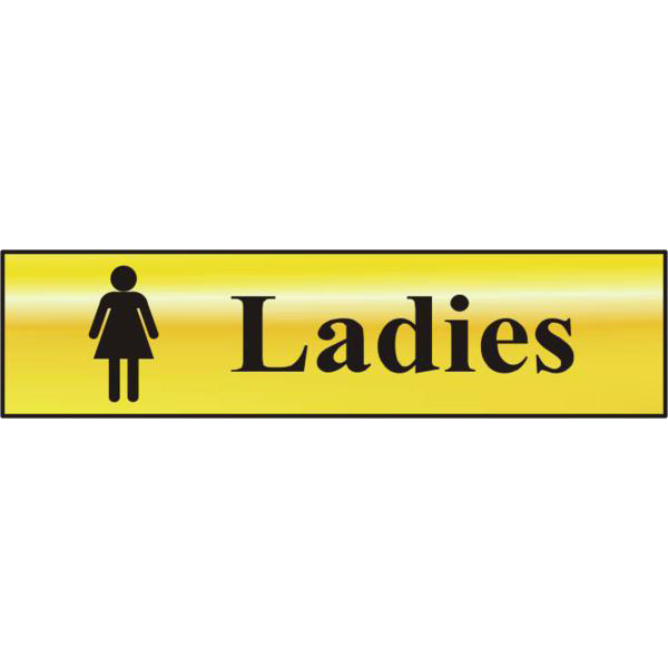 ASEC `Ladies` 200mm x 50mm Gold Self Adhesive Sign