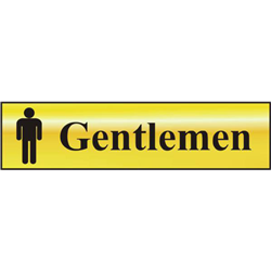 ASEC `Gentlemen` 200mm x 50mm Gold Self Adhesive Sign