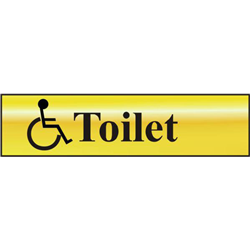 ASEC `Disabled Toilet` 200mm x 50mm Gold Self Adhesive Sign