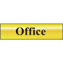 ASEC `Office` 200mm x 50mm Gold Self Adhesive Sign