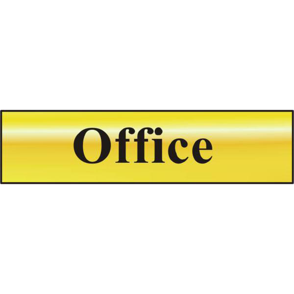 ASEC `Office` 200mm x 50mm Gold Self Adhesive Sign