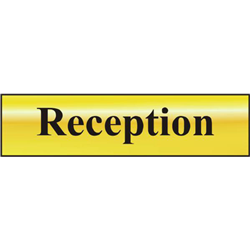 ASEC `Reception` 200mm x 50mm Gold Self Adhesive Sign