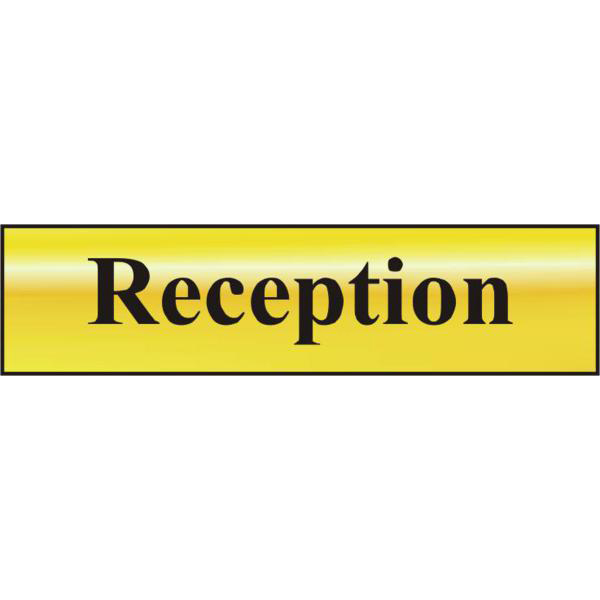 ASEC `Reception` 200mm x 50mm Gold Self Adhesive Sign