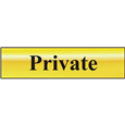 ASEC `Private` 200mm x 50mm Gold Self Adhesive Sign