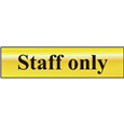 ASEC `Staff Only` 200mm x 50mm Gold Self Adhesive Sign