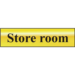 ASEC `Store Room` 200mm x 50mm Gold Self Adhesive Sign
