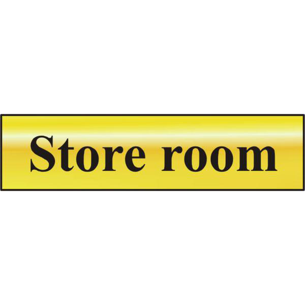 ASEC `Store Room` 200mm x 50mm Gold Self Adhesive Sign