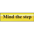 ASEC `Mind The Step` 200mm x 50mm Gold Self Adhesive Sign