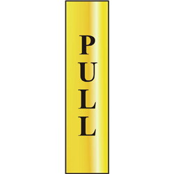 ASEC `Pull` 200mm x 50mm Gold Self Adhesive Sign