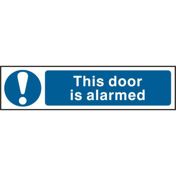 ASEC `This Door Is Alarmed` 200mm x 50mm PVC Self Adhesive Sign
