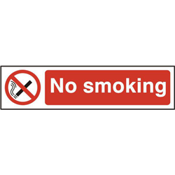 ASEC `No Smoking` 200mm x 50mm PVC Self Adhesive Sign