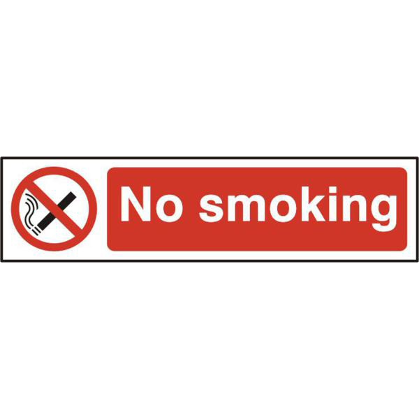 ASEC `No Smoking` 200mm x 50mm PVC Self Adhesive Sign