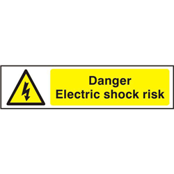 ASEC `Danger Electric Shock Risk` 200mm x 50mm PVC Self Adhesive Sign