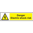 ASEC `Danger Electric Shock Risk` 200mm x 50mm PVC Self Adhesive Sign